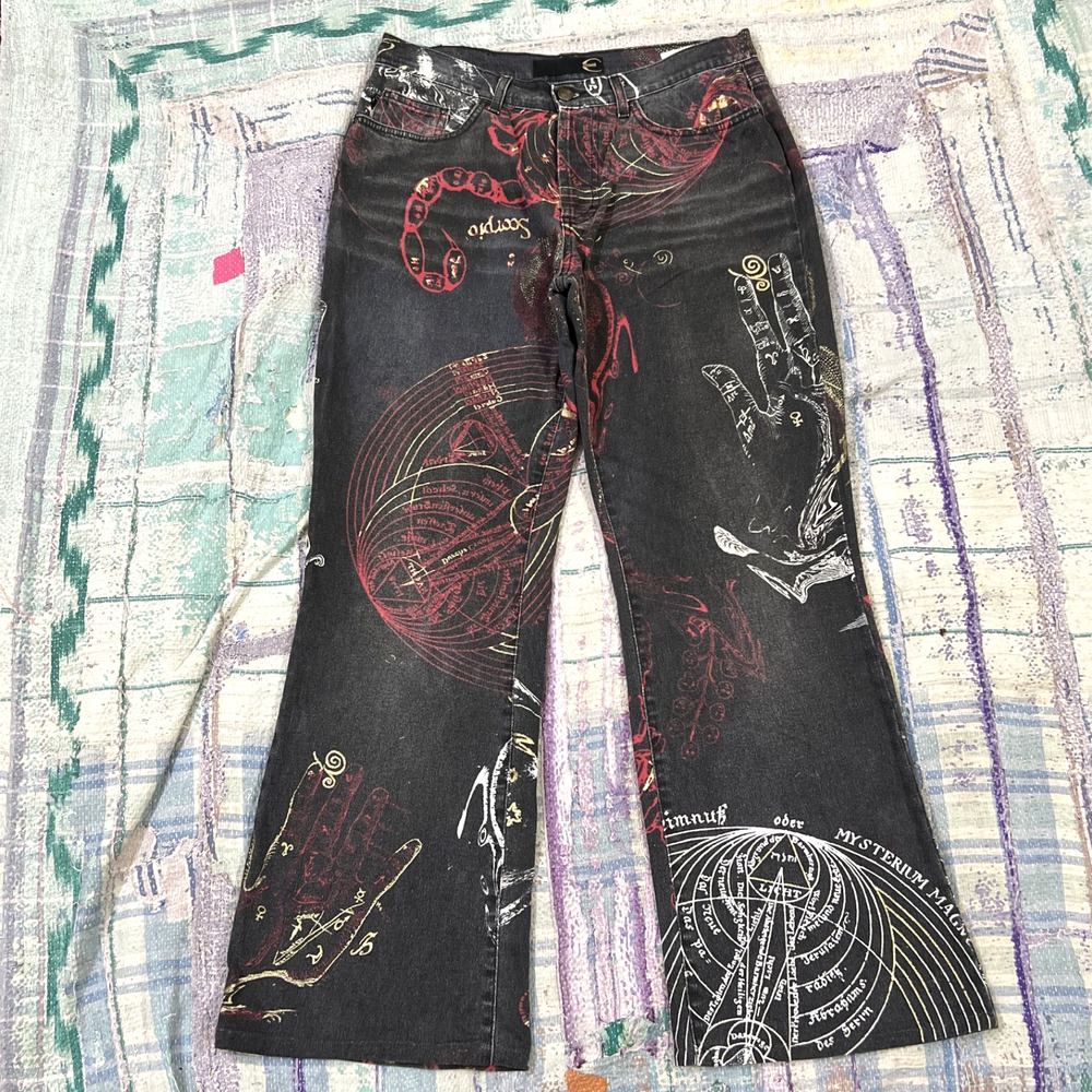 2003 Just Cavalli Astrology Zodiac Resurrection Jeans Roberto Bootcut Rare 32x30